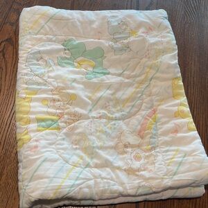 Vintage Care Bear Curity Crib Baby Blanket - Pastel Multicolor
